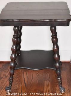 Victorian Glass Ball and Claw Ebonized Oak Table