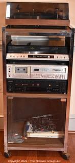 Fisher Turntable, Fisher Cassette Player and Sony CD Player in Cabinet. Untested