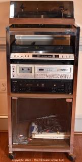 Fisher Turntable, Fisher Cassette Player and Sony CD Player in Cabinet. Untested