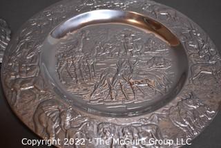 Arthurs Court Pewter Serving Tray with Glass Insert and Lid. 