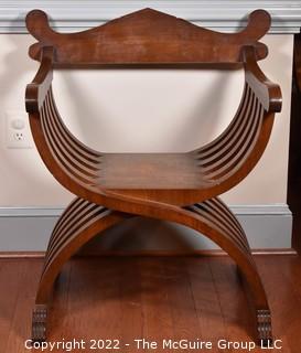 Mid-Century Modern, Italian Savonarola Chair in Walnut.  One of pair.