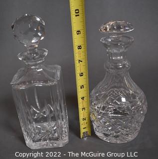 Two (2) Clear Crystal Liquor Decanters.  One by Atlantis 