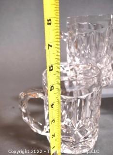 Set of (4) Clear Crystal Tiffany & Co. Rock-Cut Beer Mugs 