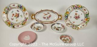 Collection of Hand Painted Porcelain Plates and Dishes Including Black Knight, Wedgwood, Union T and Germany.