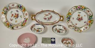 Collection of Hand Painted Porcelain Plates and Dishes Including Black Knight, Wedgwood, Union T and Germany.