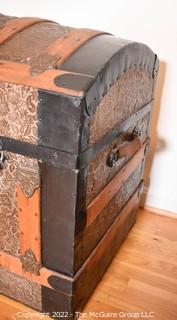 Antique Domed Top Steamer Trunk with Interior Tray