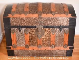 Antique Domed Top Steamer Trunk with Interior Tray