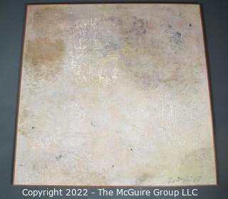 Large Abstract Oil on Canvas Entitled “Monument A Le L'homme Inconnue (Monument To The Unknown Man)” Signed by Artist B. Maubry, 1977.  43" square. 