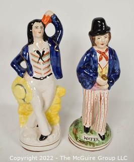 Two (2) Vintage Porcelain Figurines, One Reversible.  9" tall