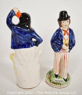 Two (2) Vintage Porcelain Figurines, One Reversible.  9" tall