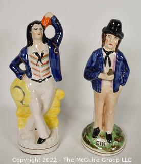 Two (2) Vintage Porcelain Figurines, One Reversible.  9" tall