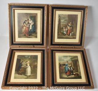 Set of Four (4) Framed Hand-Colored Engravings From The Famous "Cries Of London" Series.