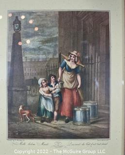 Set of Four (4) Framed Hand-Colored Engravings From The Famous "Cries Of London" Series.