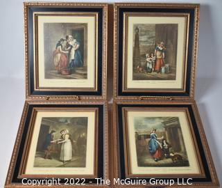 Set of Four (4) Framed Hand-Colored Engravings From The Famous "Cries Of London" Series.