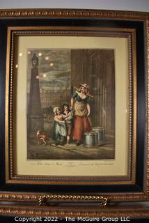 Set of Four (4) Framed Hand-Colored Engravings From The Famous "Cries Of London" Series.