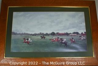 Large Framed Under Glass Print of Polo Match. 48" x 33".