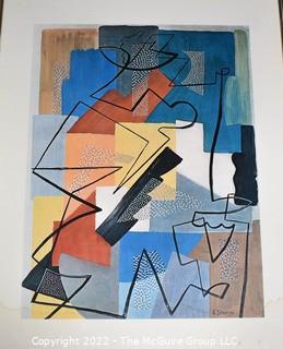 Framed Under Glass Print of "Composition" by Gino Severini. Some water damage.  25" x 33"  