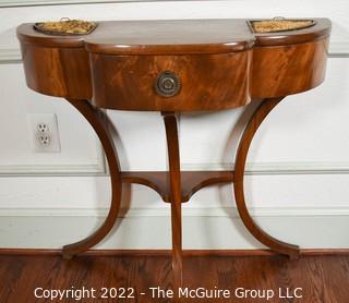 Vintage Mahgany Side Table With Two Planter Inserts.  32" x 30"x 14".