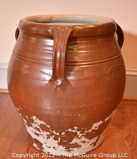 Brown with White Paint Stoneware Ceramic Pot.  13" x 20".