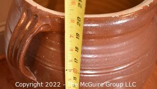 Brown with White Paint Stoneware Ceramic Pot.  13" x 20".