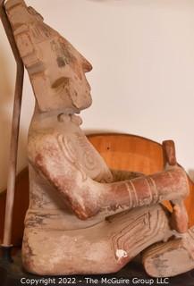 South American Pottery Figural Statue Table Lamp. 