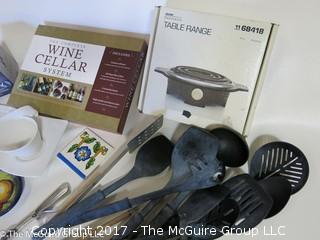 Collection including ceramic coasters, table range, cooking utensils and wine cellar system