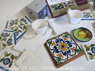 Collection including ceramic coasters, table range, cooking utensils and wine cellar system