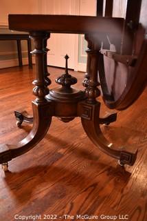 19th Century English Carved Mahogany Ornate Pedistal Tilt Top Table .  30"tall, 40"Diameter