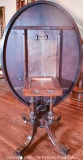 19th Century English Carved Mahogany Ornate Pedistal Tilt Top Table .  30"tall, 40"Diameter