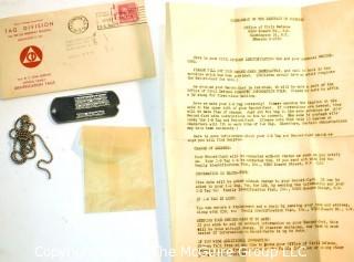 1954 Official Dog Tags Issued by the Office of Civil Defense , Washington DC, including Envelope and Accompanying Letter 