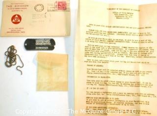 1954 Official Dog Tags Issued by the Office of Civil Defense , Washington DC, including Envelope and Accompanying Letter 