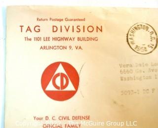 1954 Official Dog Tags Issued by the Office of Civil Defense , Washington DC, including Envelope and Accompanying Letter 