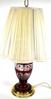 Cut to Clear Ruby Red Crystal Table Lamp. 