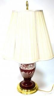 Cut to Clear Ruby Red Crystal Table Lamp. 