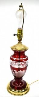 Cut to Clear Ruby Red Crystal Table Lamp. 