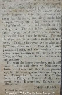 Ulster County NY Gazette dated January 4, 1800, featuring numerous articles on the death of George Washington.