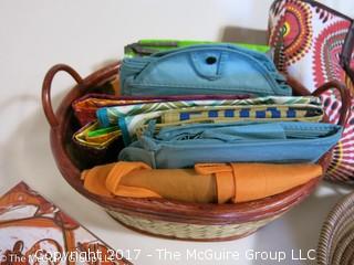 Collection of shopping bags including Neiman Marcus and Hermes box