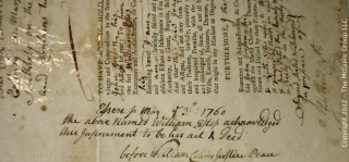 Historical Document: Purchase of a portion of Salt Marsh in Lynn, MA dated 29-31 May 1760 by J. William Estes and Ruth (Graves) Estes.