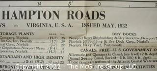 1932 Port of Hampton Roads Virginia Map