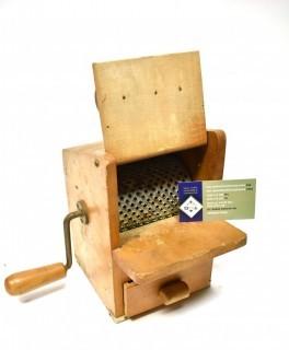 Vintage Primitive Lariana Wood Box Hand Crank Grater And Round Wood Cheese Press