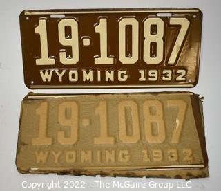 Unissued Vintage 1932 Wyoming License Plates