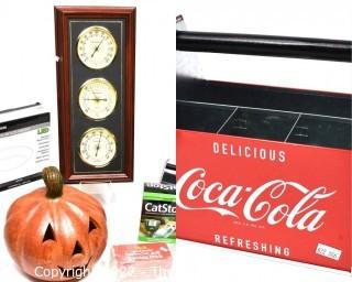 Group Including Coca Cola Bottle Carrier, Barometer, Halloween Decor, Etc.