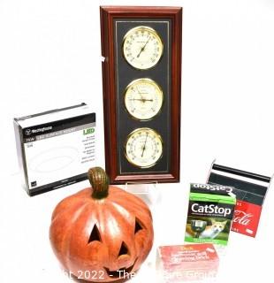 Group Including Coca Cola Bottle Carrier, Barometer, Halloween Decor, Etc.