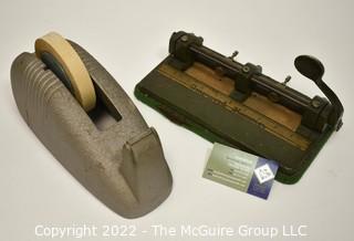 Circa 1930's Tape Dispenser and Hole Punch
