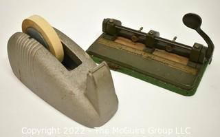 Circa 1930's Tape Dispenser and Hole Punch
