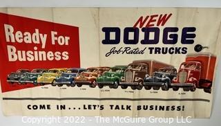 Vintage Fold Out Ready for Business New Dodge Truck Lithograph Advertisement.  Some damage to the corner. 
