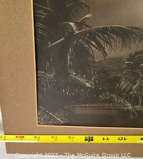 Unframed Mounted Vintage Sepia Tone Photo of Tropical Island