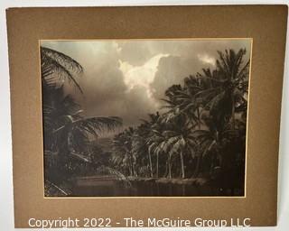 Unframed Mounted Vintage Sepia Tone Photo of Tropical Island