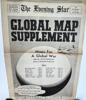 WWII Global Map Supplement From The Evening Star (Washington, D.C.), 1942