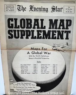 WWII Global Map Supplement From The Evening Star (Washington, D.C.), 1942